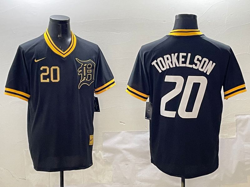 Men Detroit Tigers #20 Torkelaon Black Gold Game 2025 Nike MLB Jersey style 3